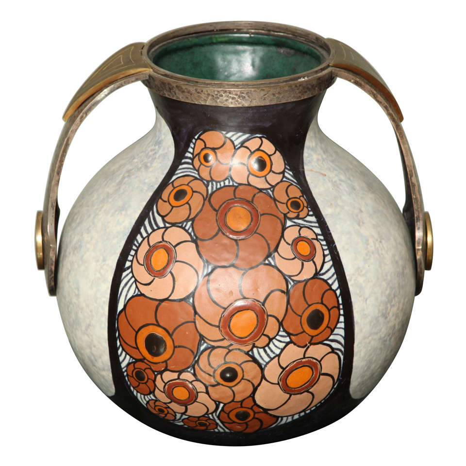 Art Deco Pottery Amphora Vase by Louis Dage