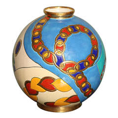 Longwy Enamelled Grand Boule Vase