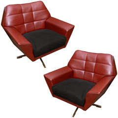 Pair Of Scandinavian Swivel Chairs