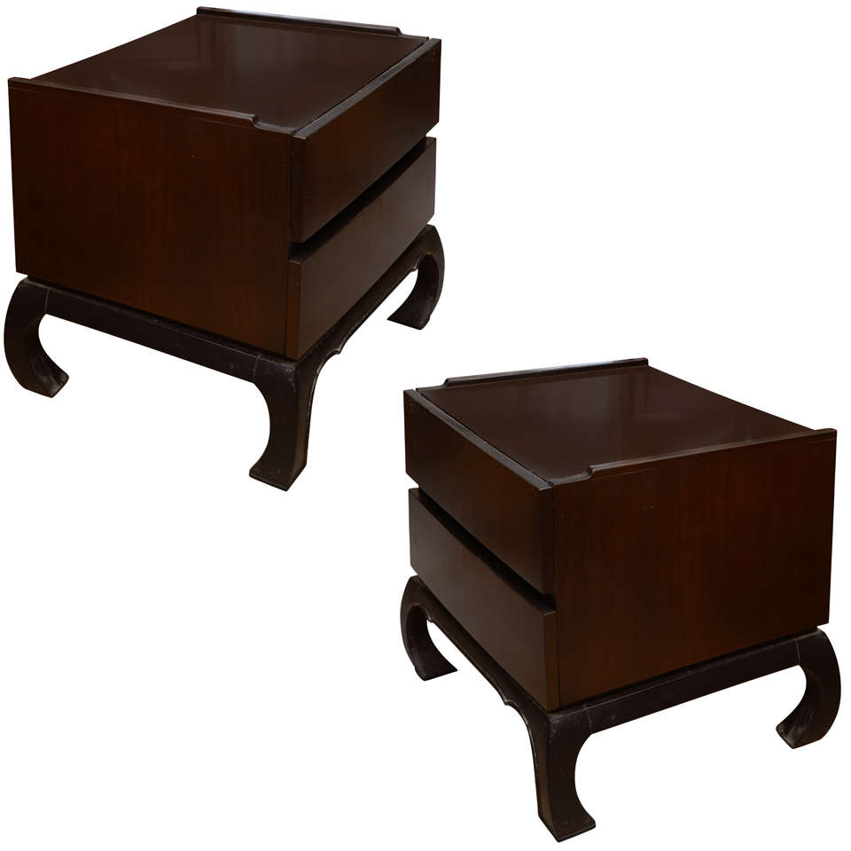 Pair Of Asian Style Nightstands For Sale