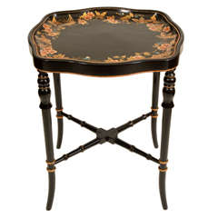 Vintage Scalloped Lacquered Tray Table, c. 1920