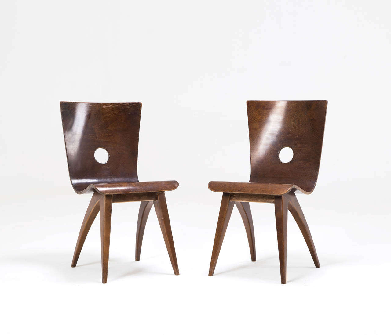 Mid-20th Century Large Set of Rare Van Os Bend Plywood Chairs