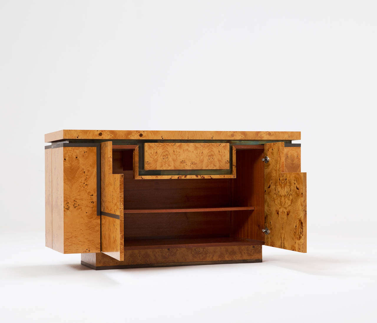 Burl Wood Sideboard by Jean Claude Mahey For Sale at 1stDibs