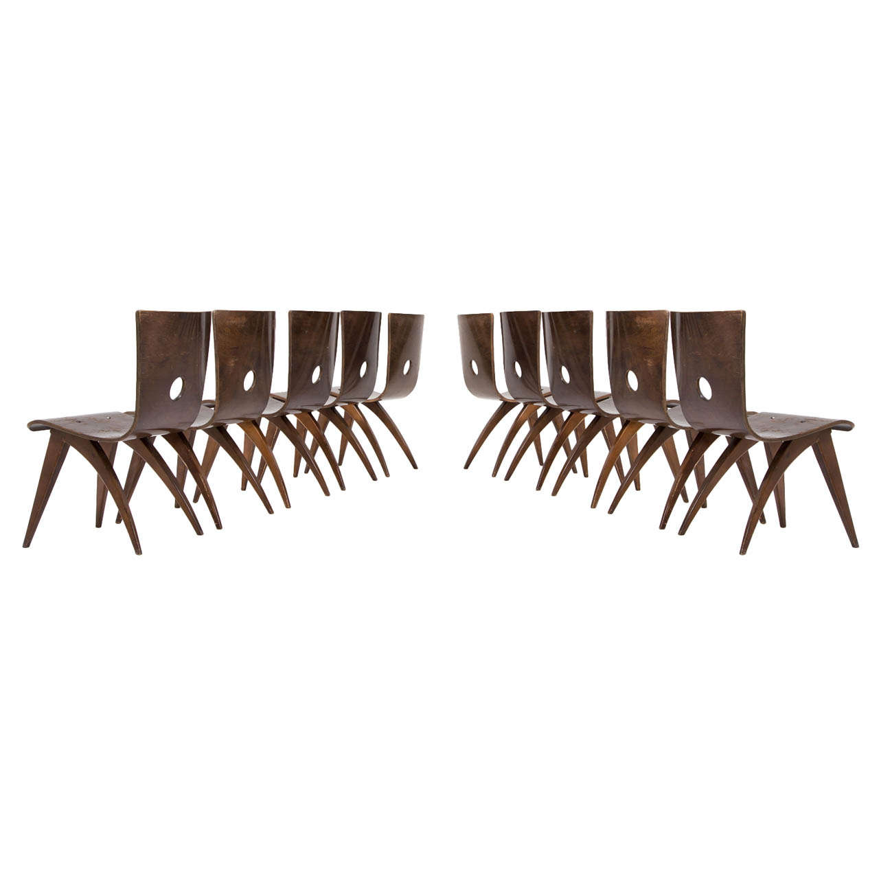 Large Set of Rare Van Os Bend Plywood Chairs For Sale at 1stDibs