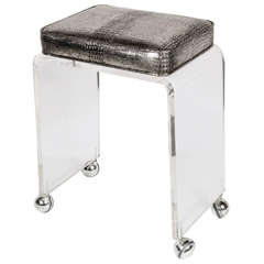 Chic Mid-Century Modernist Lucite Waterfall Design Bench / Stool