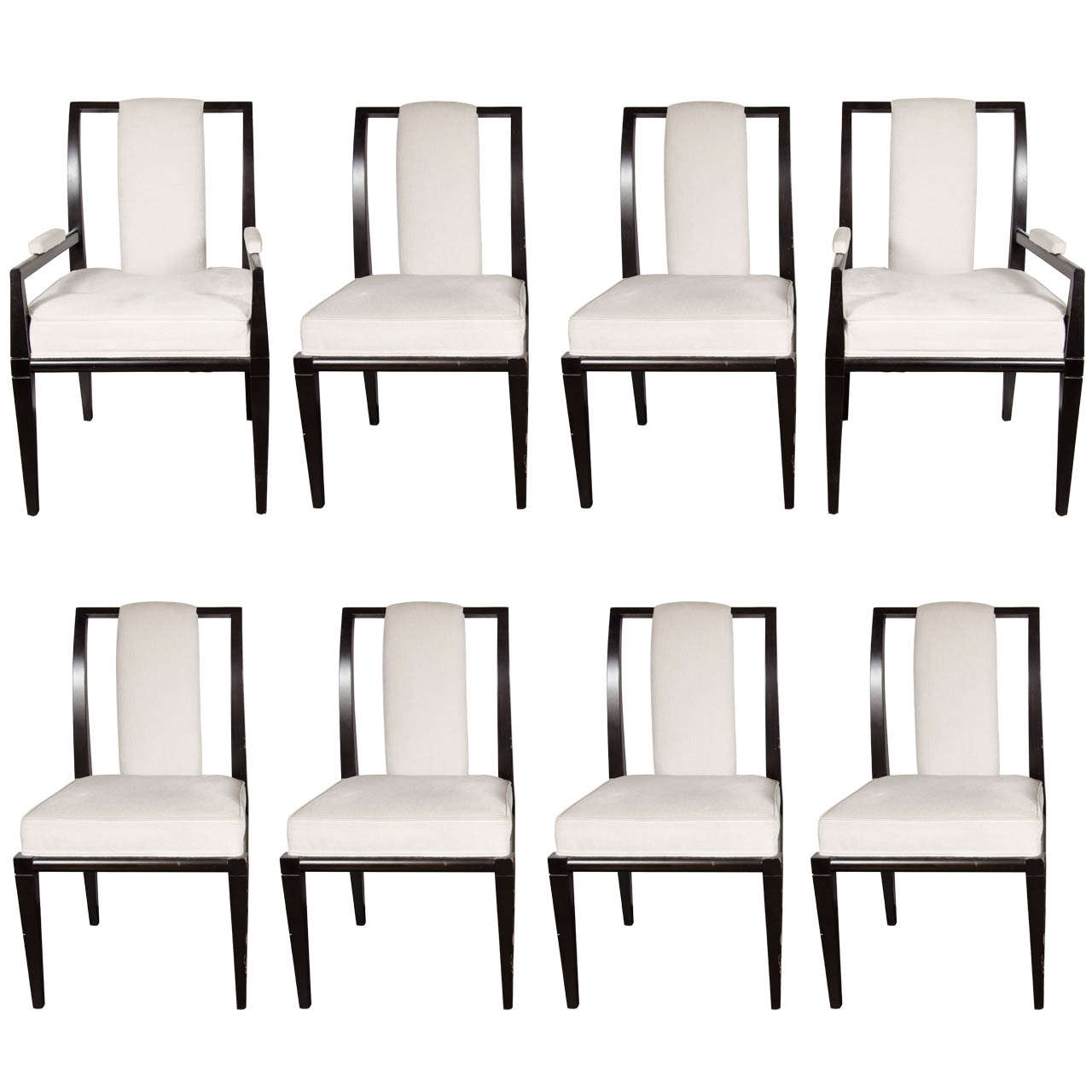 Elegant  Mid-Century Modernist Set of Eight Dining Chairs by Tommi Parzinger