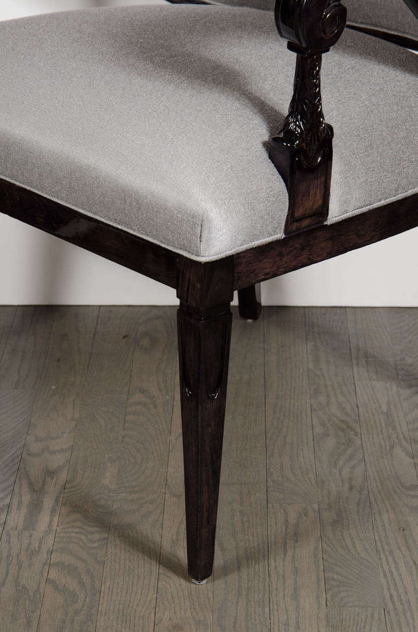 American Elegant Pair of 1940s Hollywood Scroll Armchairs by Grosfeld House