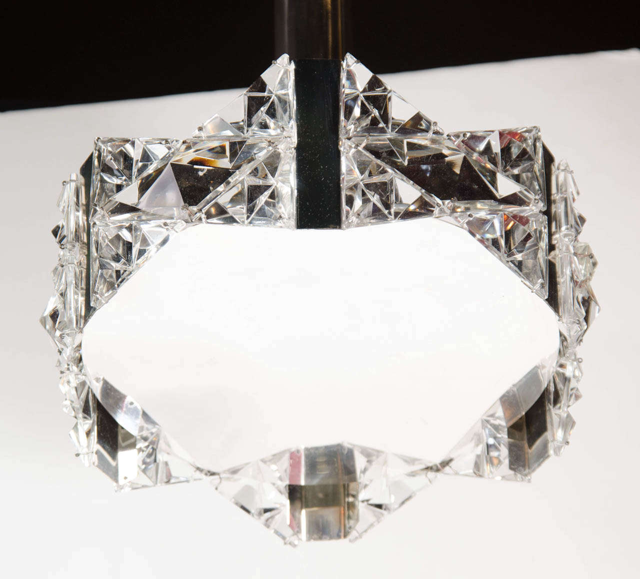 Mid-Century Modern Mid-century Deep Faceted Crystal Prism Chandelier By Kinkeldey