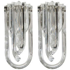 Gorgeous Pair of Modernist Murano Glass Ribbon Sconces 2