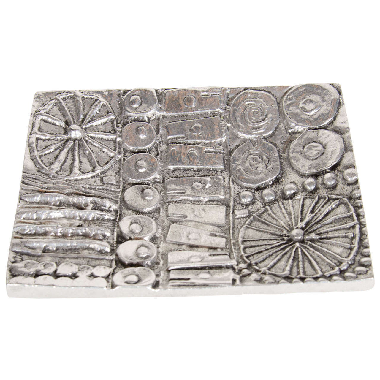 Brutalist Mid-Century Metallic Tray in The Manner of Paul Evans