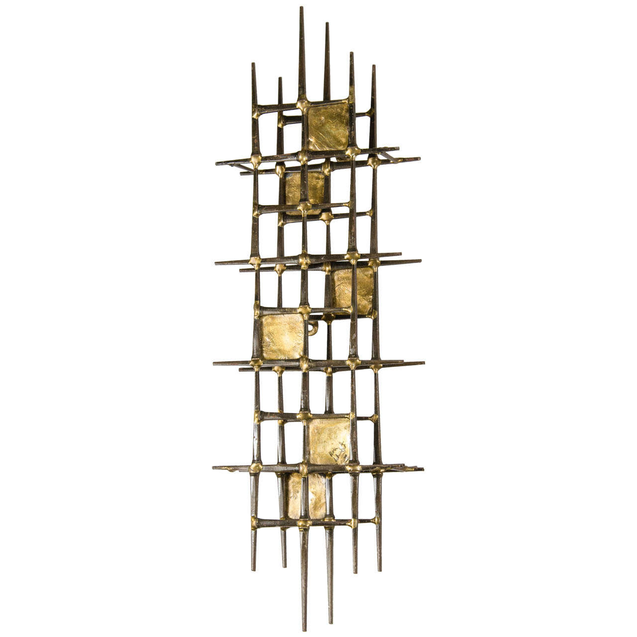 Brutalistische Messing-Wandskulptur aus der Jahrhundertmitte von Ron Schmidt