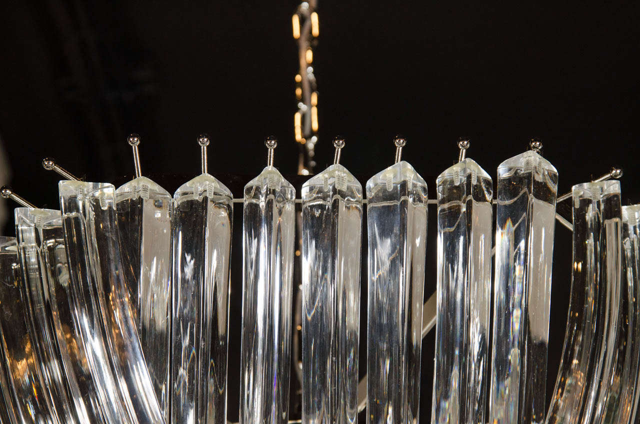 Mid-Century Modern Large Modernist Handblown Murano Translucent Glass Ribbon Chandelier