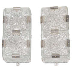 Pair of Mid Century Modernist Sunburst Design Etched Glass Sconces by Kinkeldey 8