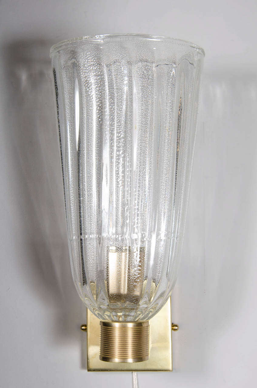 Exquisite Mid-Century Pair of Murano Glass Sconces by Barovier and Toso