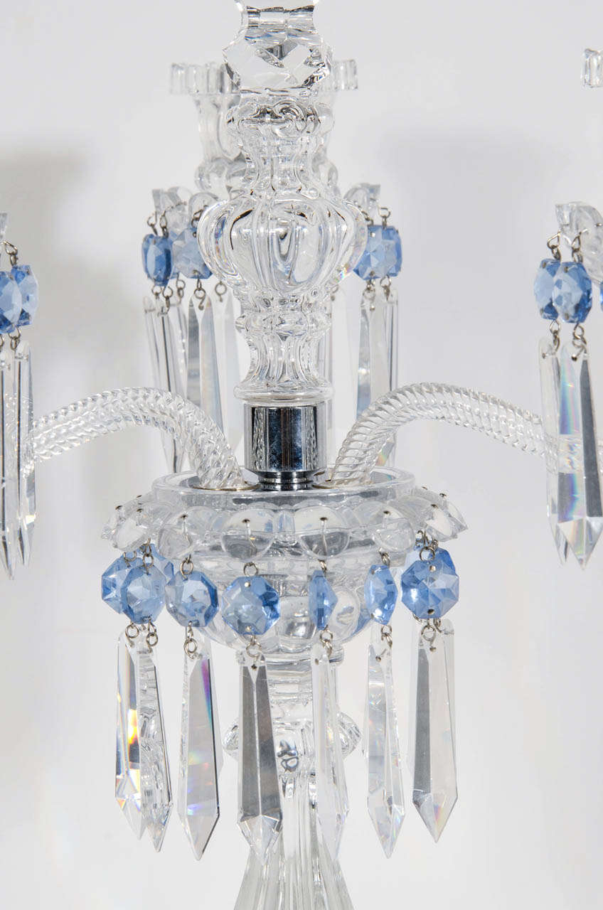 French Stunning Pair of Art Deco Style Baccarat Girandoles