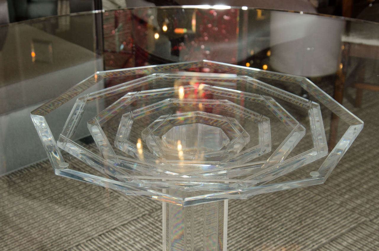 20th Century Mid CenturyModernist Lucite and Glass Round Dining Table