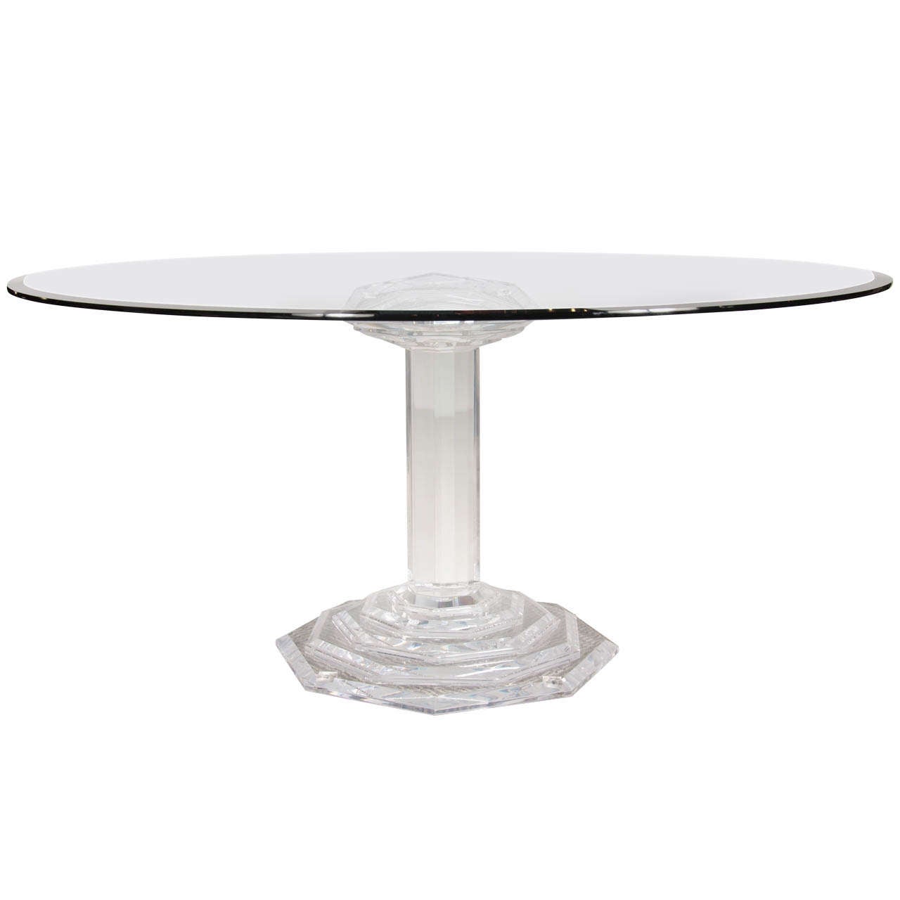 Mid CenturyModernist Lucite and Glass Round Dining Table