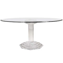 Mid CenturyModernist Lucite and Glass Round Dining Table