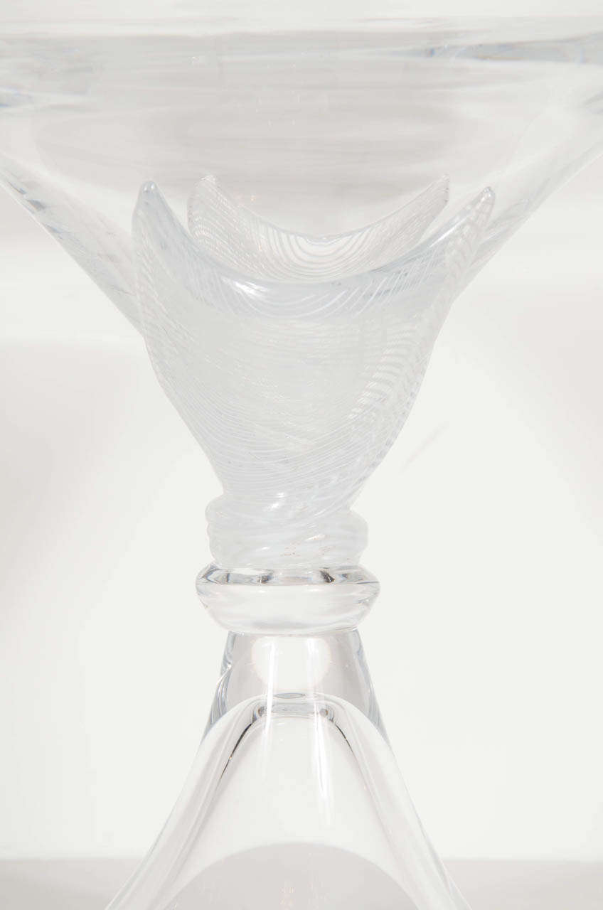Italian Stunning  Licio Zanetti Hand Blown Glass Footed Bowl