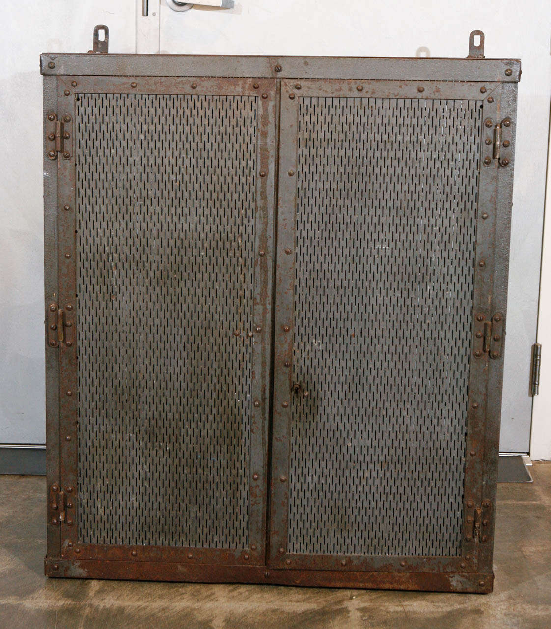 French Industrial Metal Wine Safe In Good Condition In Culver City, CA