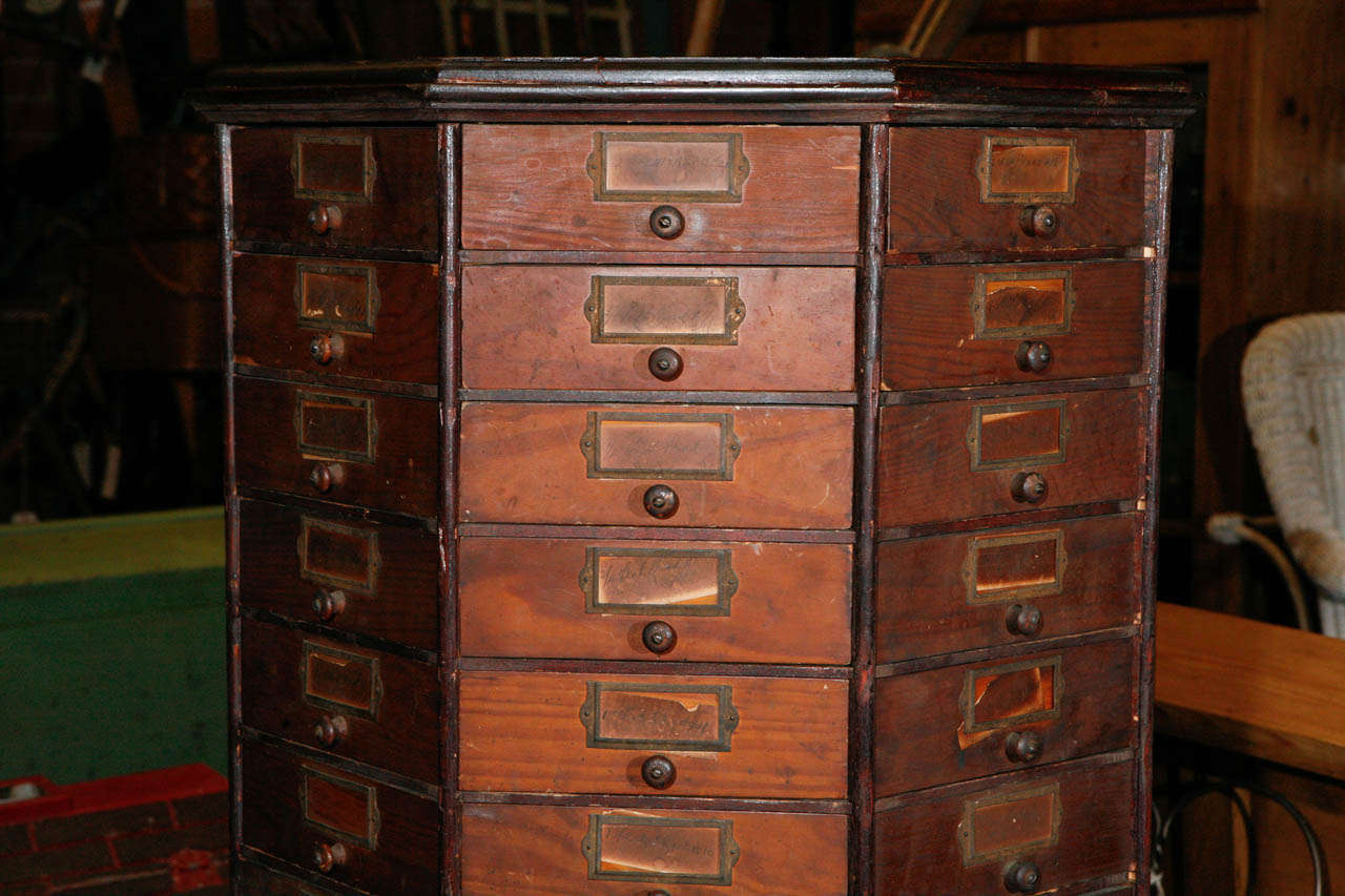 American General Store Cabinet on Revolving Stand Early 20th Century.