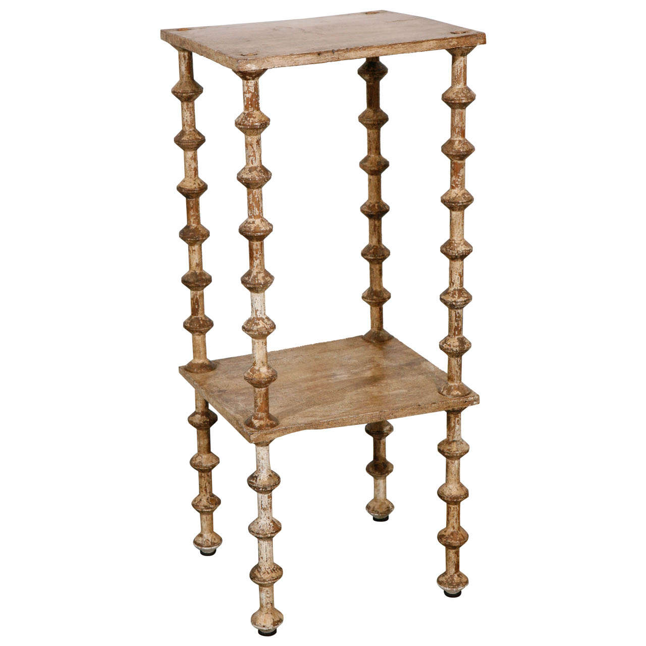 Table/tablette d'appoint en forme de bobine à coudre d'art populaire américain