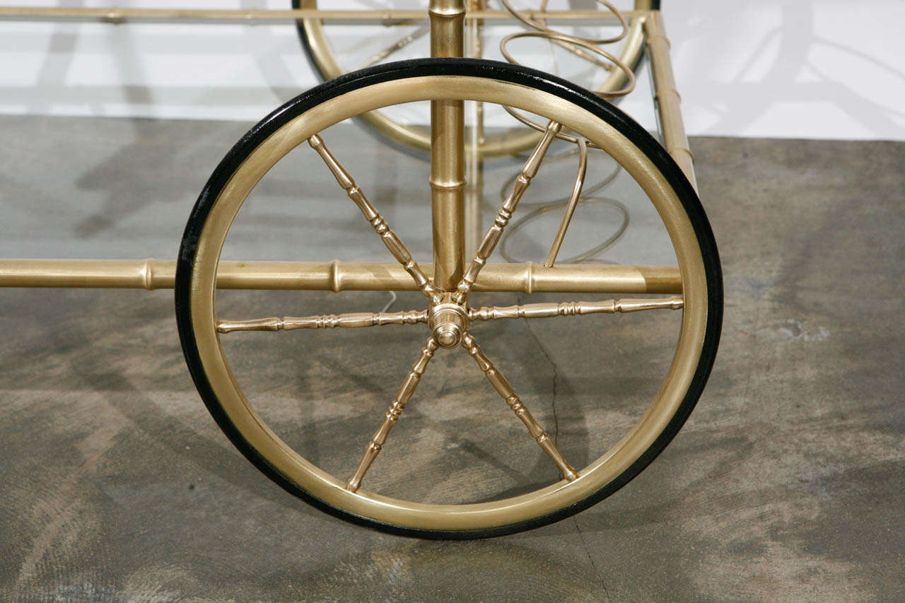 brass bamboo bar cart
