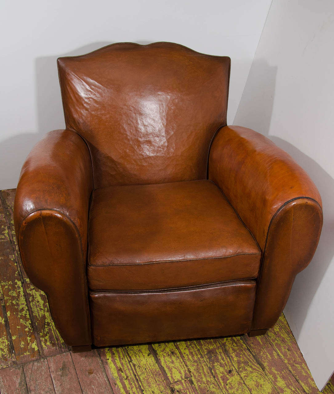 Mid-20th Century Pair of French Leather Club Chairs