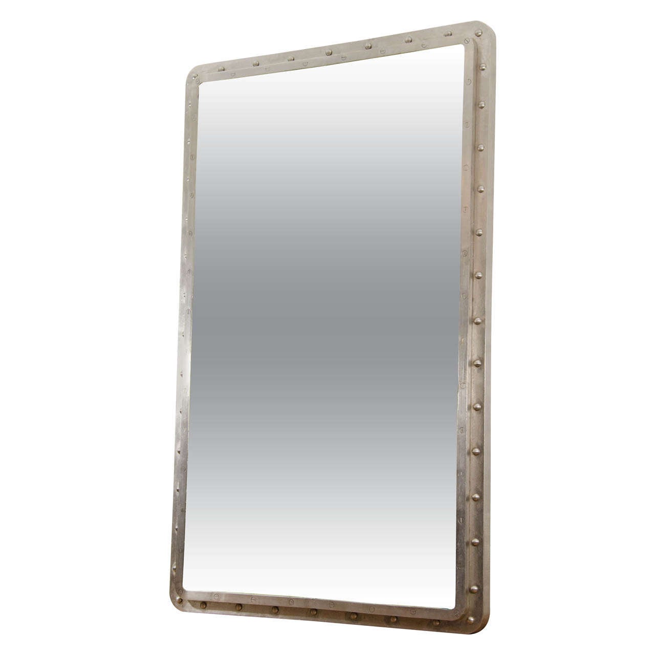 American Maritime Metal Studded Mirror For Sale