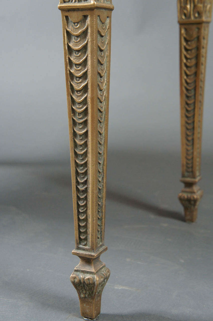 French 1940s Marble-Top Table with Brass Base For Sale 2