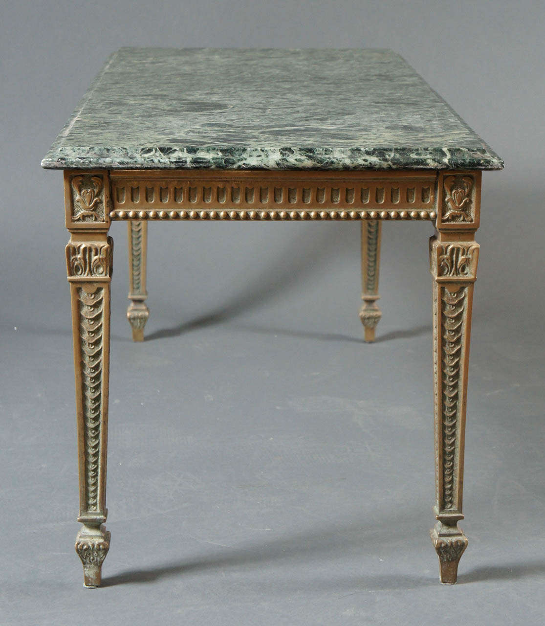 French 1940s Marble-Top Table with Brass Base For Sale 5