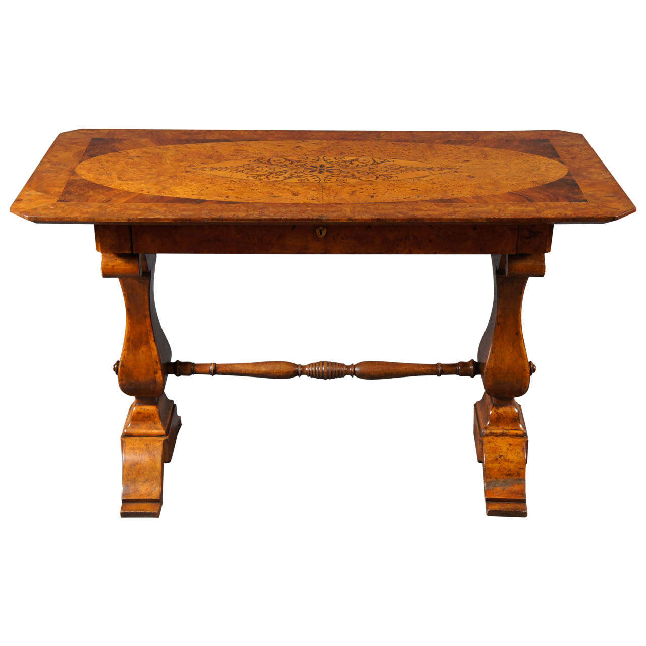 Biedermeier Desk with Burl and Inlay For Sale