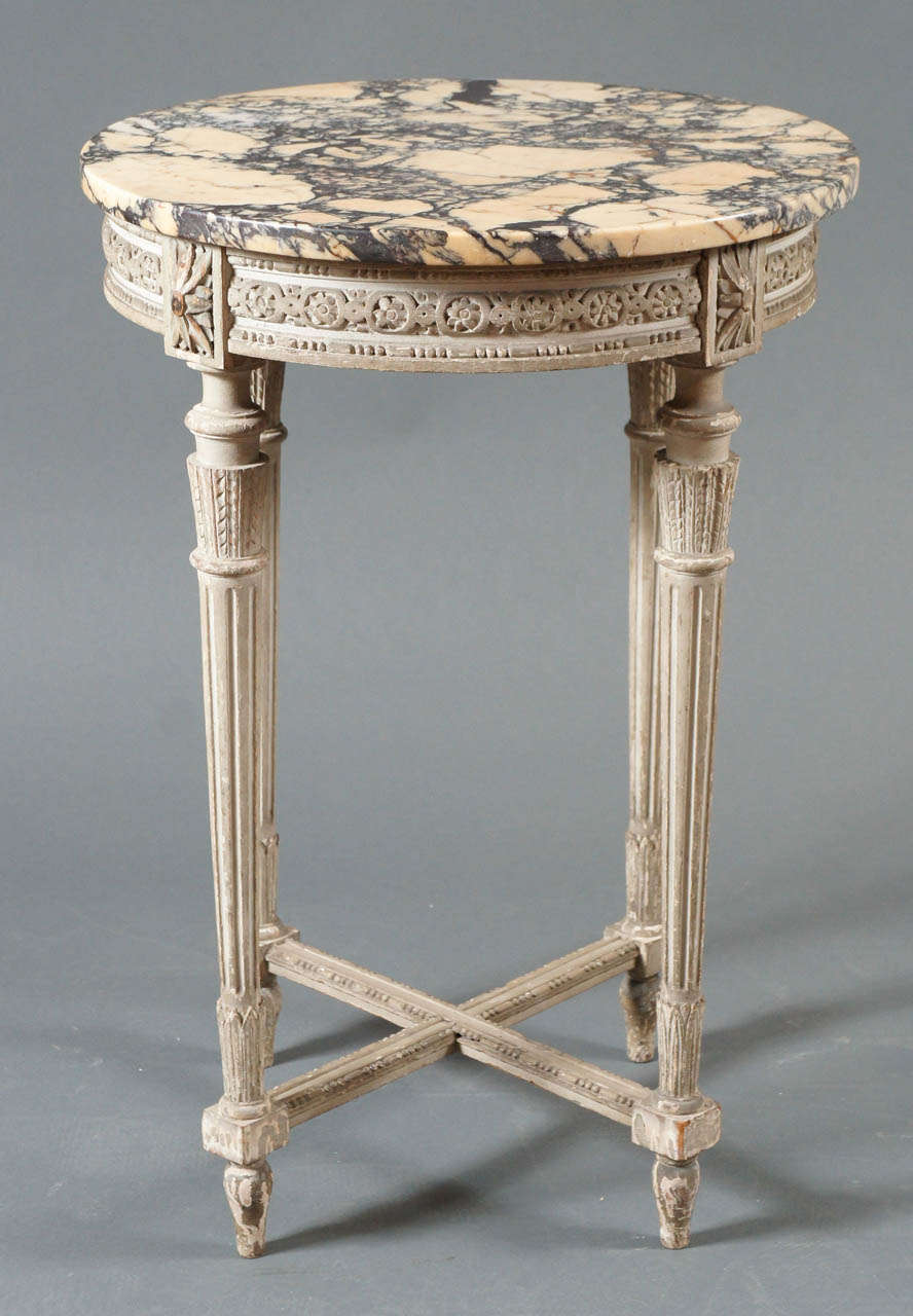 Single French Side Table with Beautiful Marble Top For Sale at 1stDibs