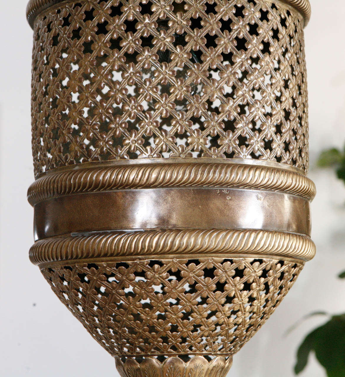 Moorish Vintage Pierced Brass Moroccan Pendant / Lantern