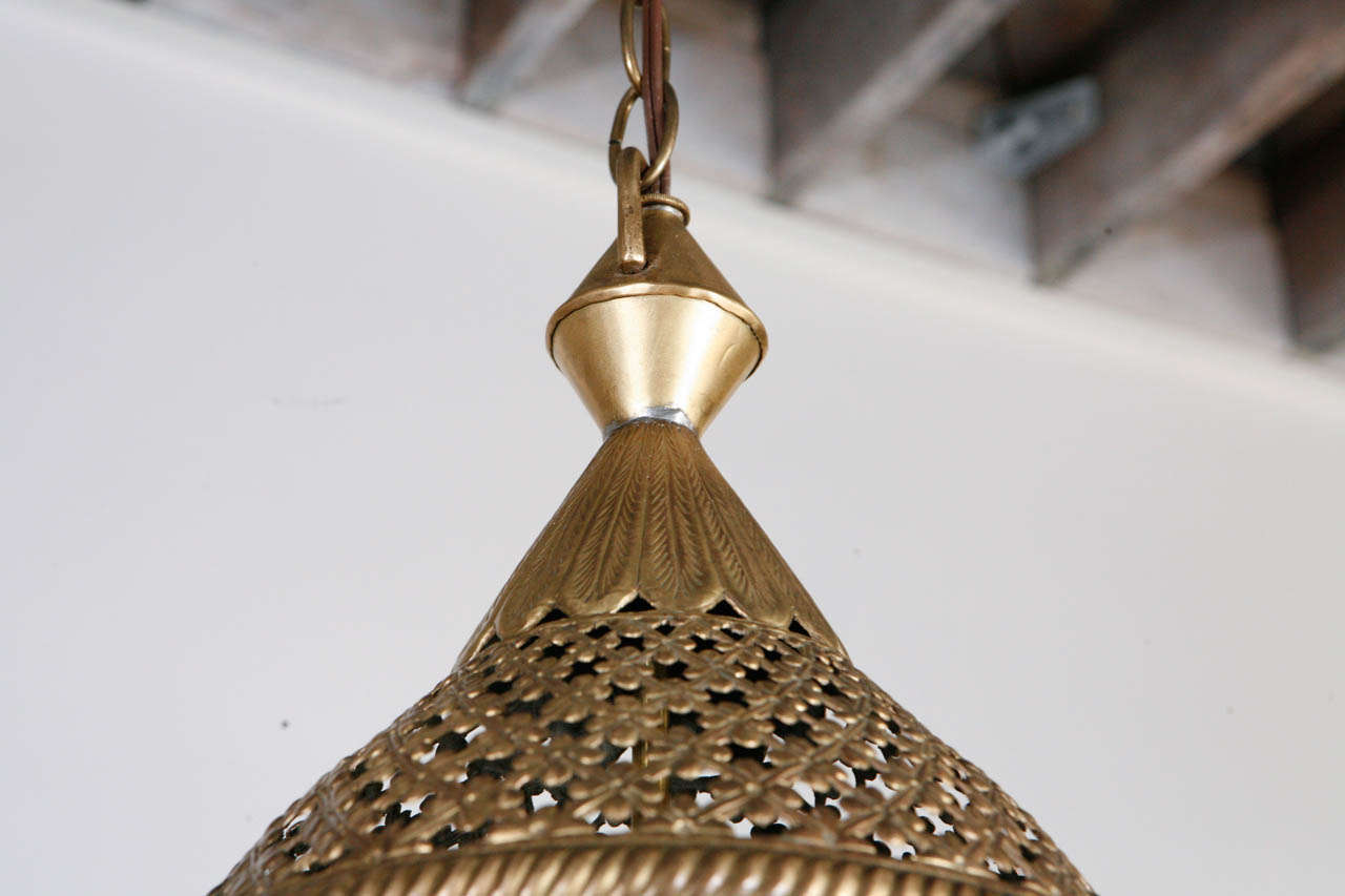 Mid-20th Century Vintage Pierced Brass Moroccan Pendant / Lantern