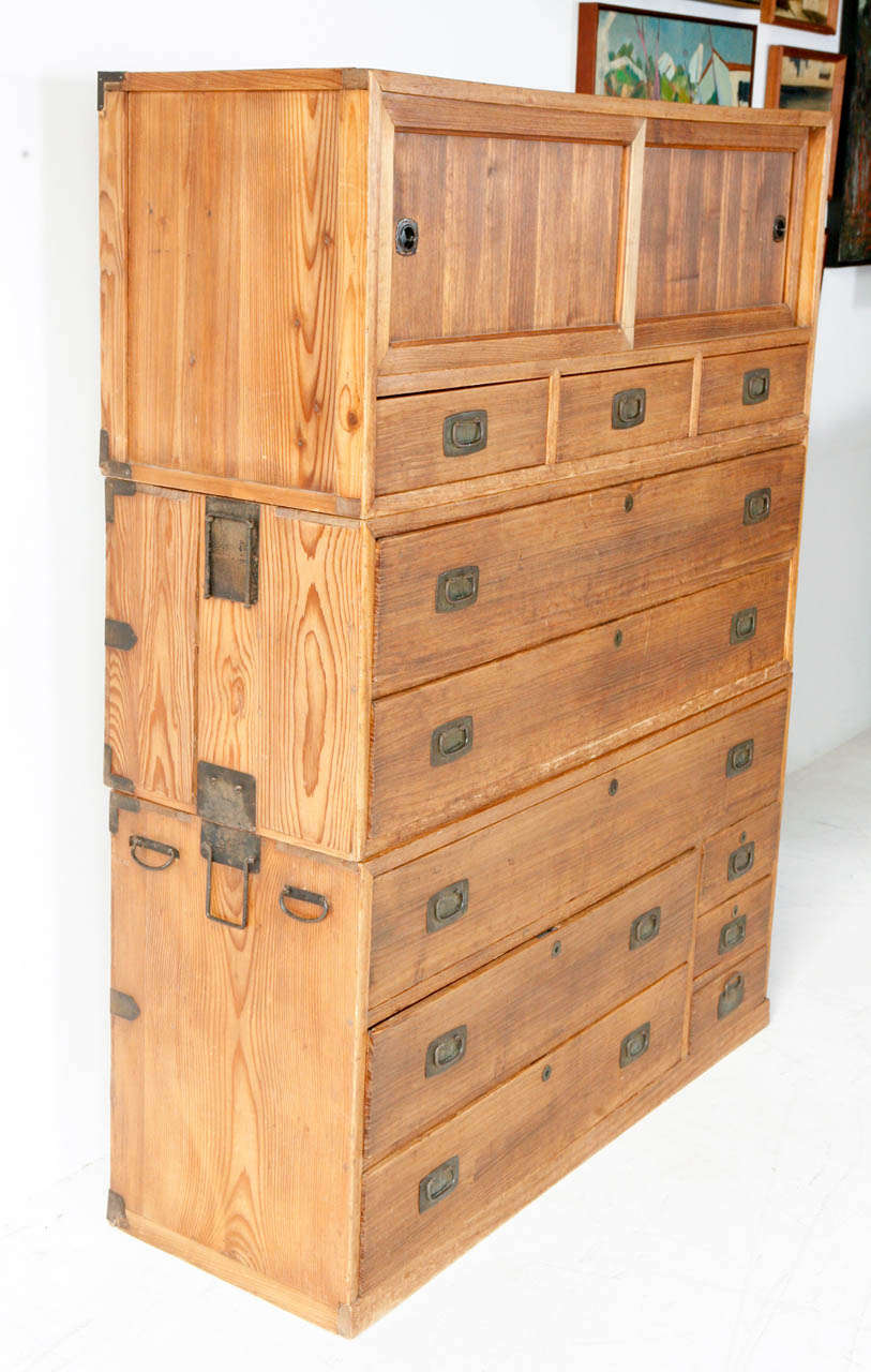 Vintage Japanese Three Piece Tansu / Chest of Drawers In Good Condition In Los Angeles, CA