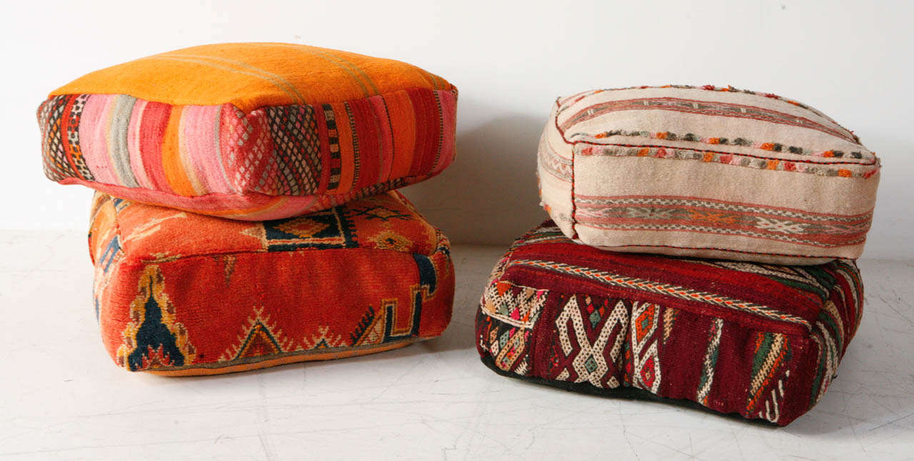 Variety of rug cushions / poufs made from vintage Moroccan rugs.

For product inquiries and to arrange shipping give us a call at the shop: 3239549300

We're located in Los Angeles at:

Nickey Kehoe
7221 Beverly Blvd.
Los Angeles, CA 90036