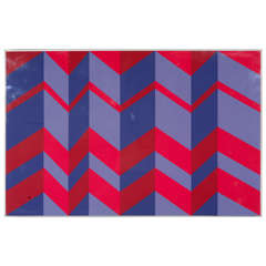 Bold Graphic Geometric Lithograph in Plexiglas Frame