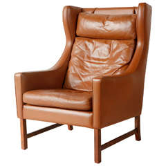 Vintage Borge Mogensen Style Leather Armchair