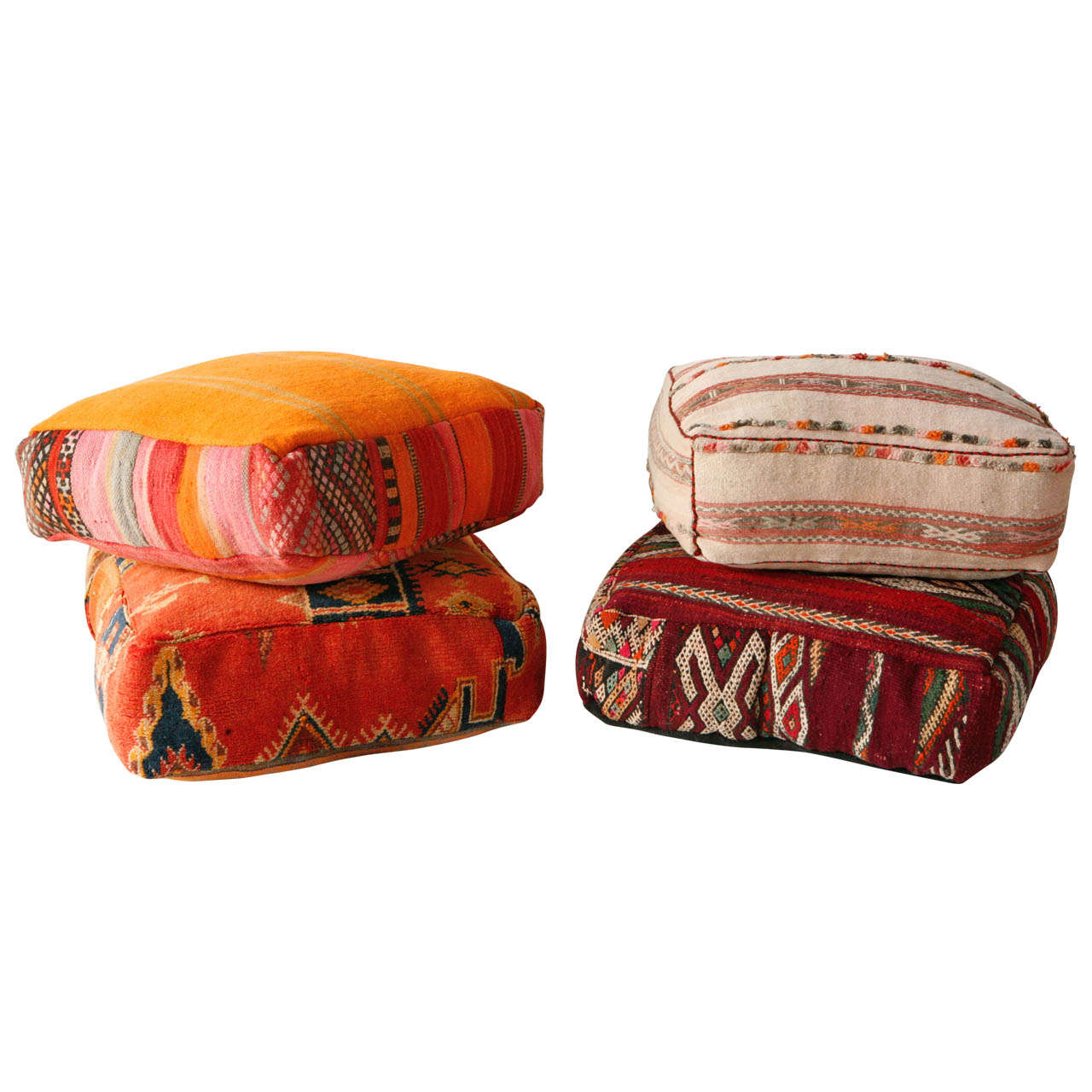 Various Vintage Moroccan Rug Poufs / Ottomans at 1stDibs
