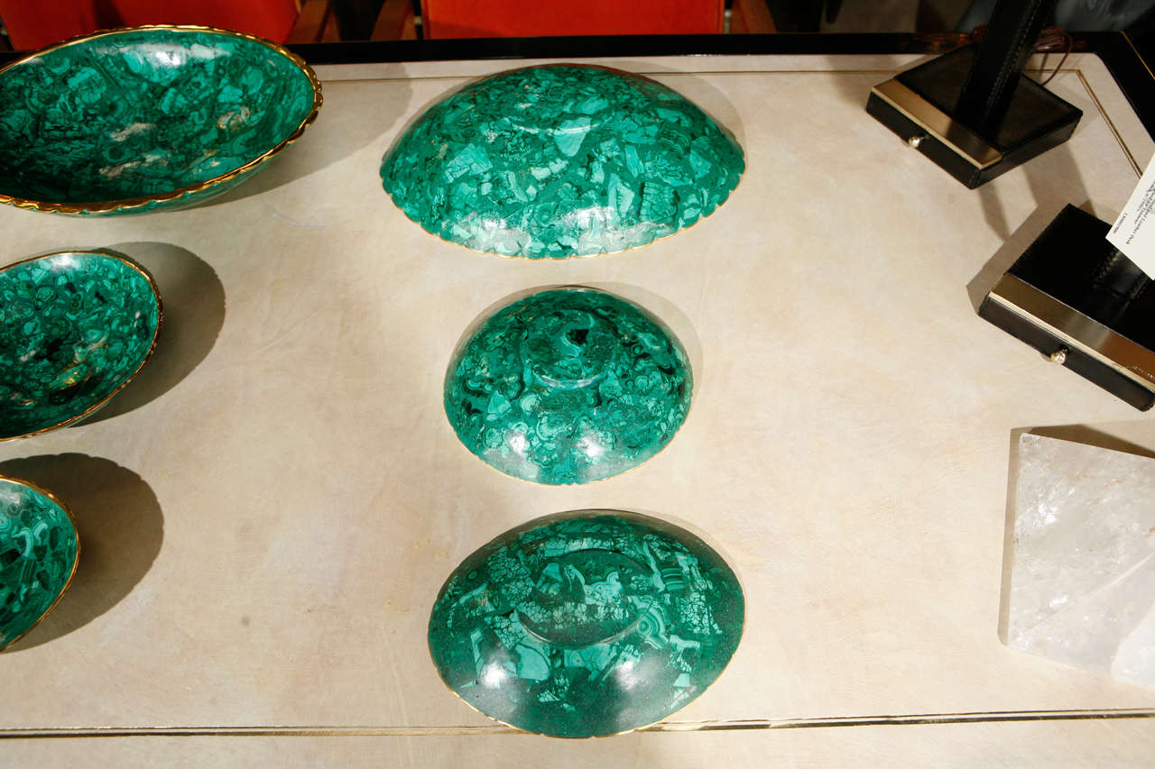 Enticing Set of 6 Malachite Bowls 3