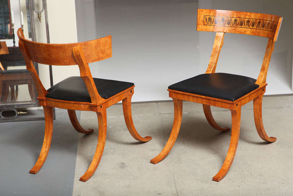 Russian Pair of klismos chairs, after N.A. Abildgaard's design