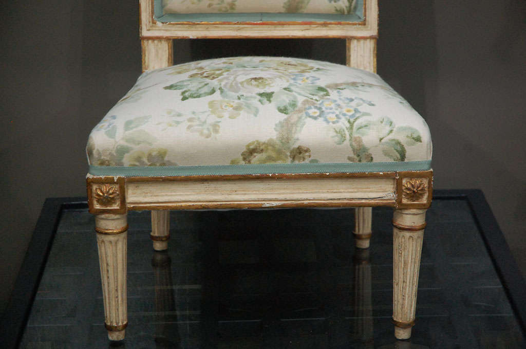 19th Century A  Louis XVI Painted and Gilded Chaffeuse Chair