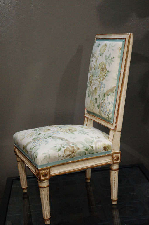 A  Louis XVI Painted and Gilded Chaffeuse Chair 2