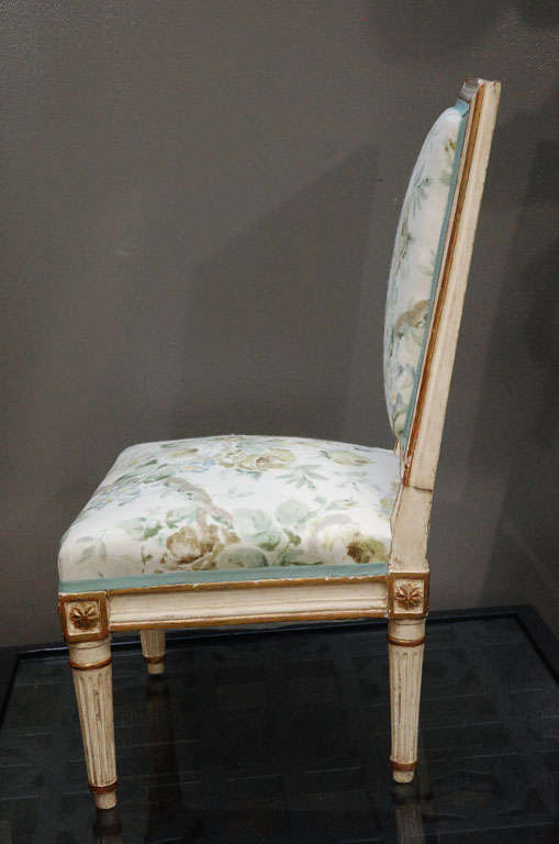 A  Louis XVI Painted and Gilded Chaffeuse Chair 3