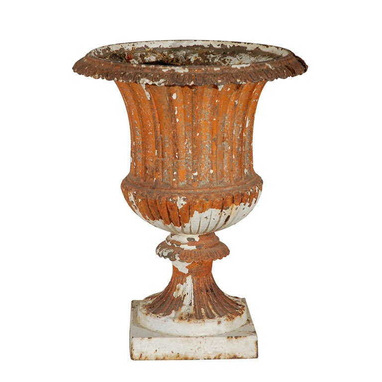 Cast Iron  White Campagna Style Garden Urn