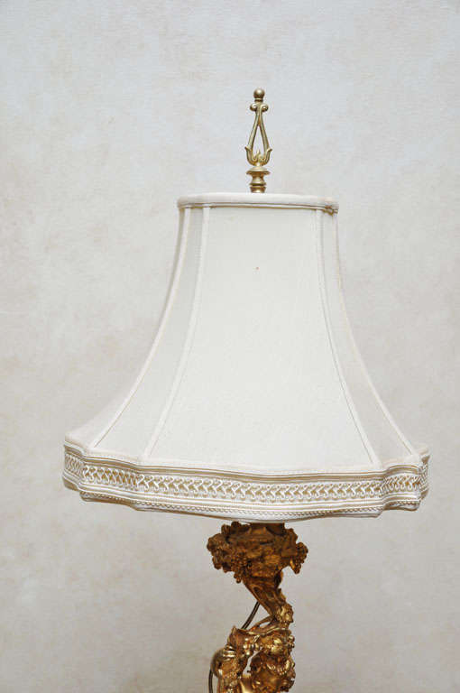 French Gilt Bronze Table Lamp Depicting Infant Bacchus Dionysus, France, 1880