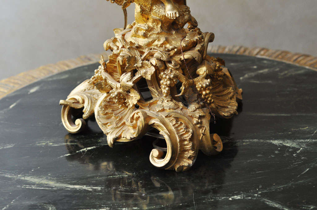 French Gilt Bronze Table Lamp Depicting Infant Bacchus Dionysus, France, 1880 For Sale 1