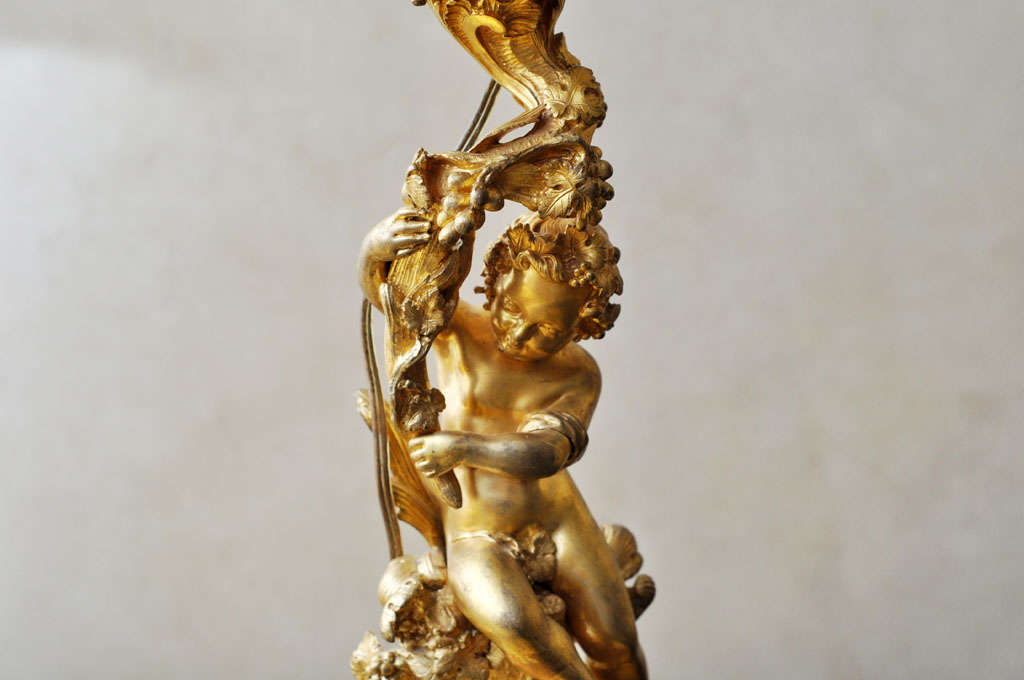 French Gilt Bronze Table Lamp Depicting Infant Bacchus Dionysus, France, 1880 For Sale 2