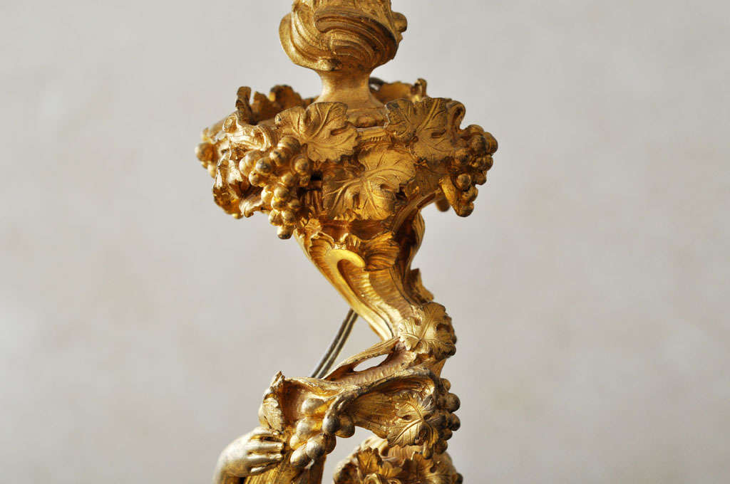 French Gilt Bronze Table Lamp Depicting Infant Bacchus Dionysus, France, 1880 For Sale 4